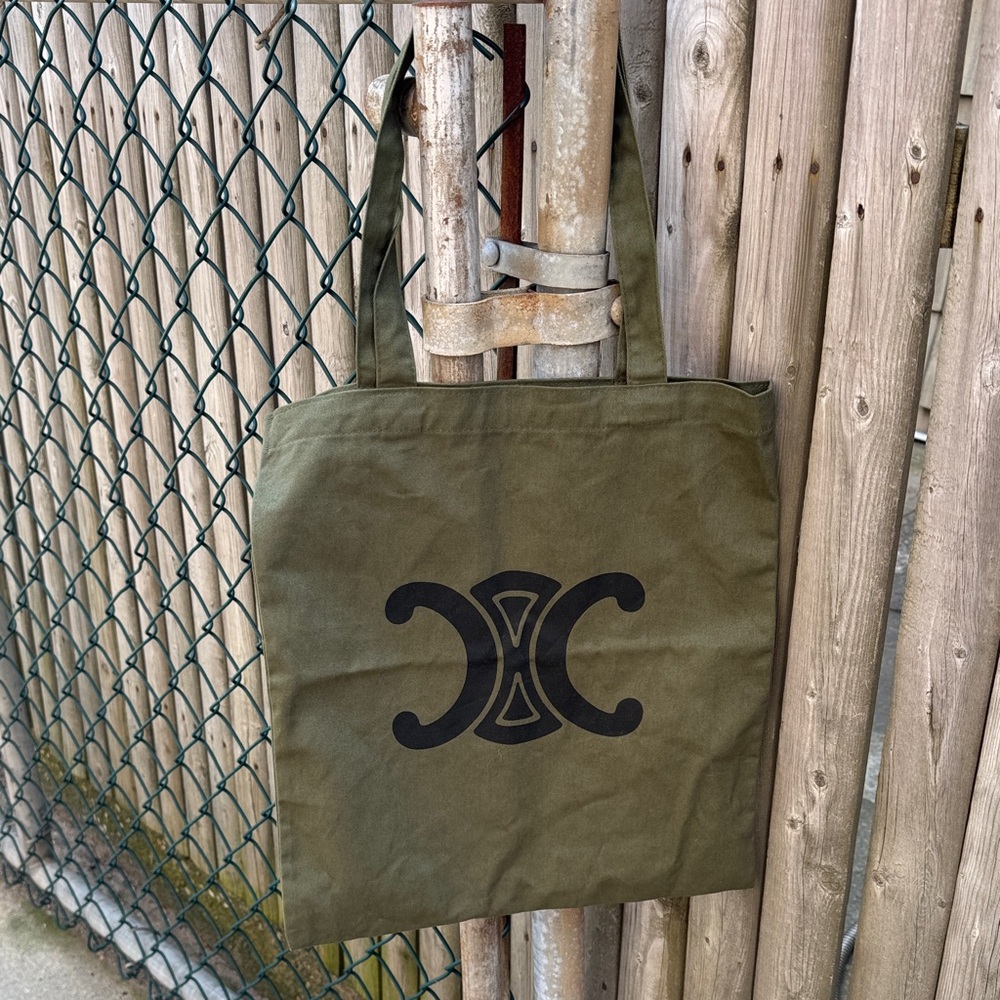 Celine Canvas Dark Green Tote (Unisex)